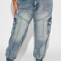 Superstitions Tinted Denim Joggers - Medium Wash