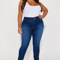 Booty So Good Moto Stretch Skinny Jeans - Dark Wash