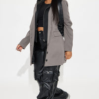 Cozy Office Days Long Blazer - Grey
