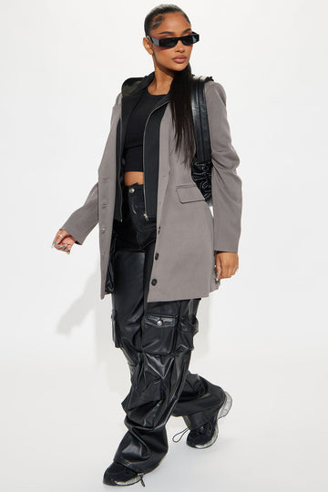 Cozy Office Days Long Blazer - Grey
