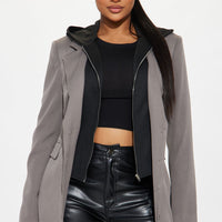 Cozy Office Days Long Blazer - Grey