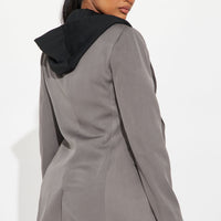 Cozy Office Days Long Blazer - Grey