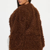 Adjust To The Fame Faux Fur Coat - Chocolate