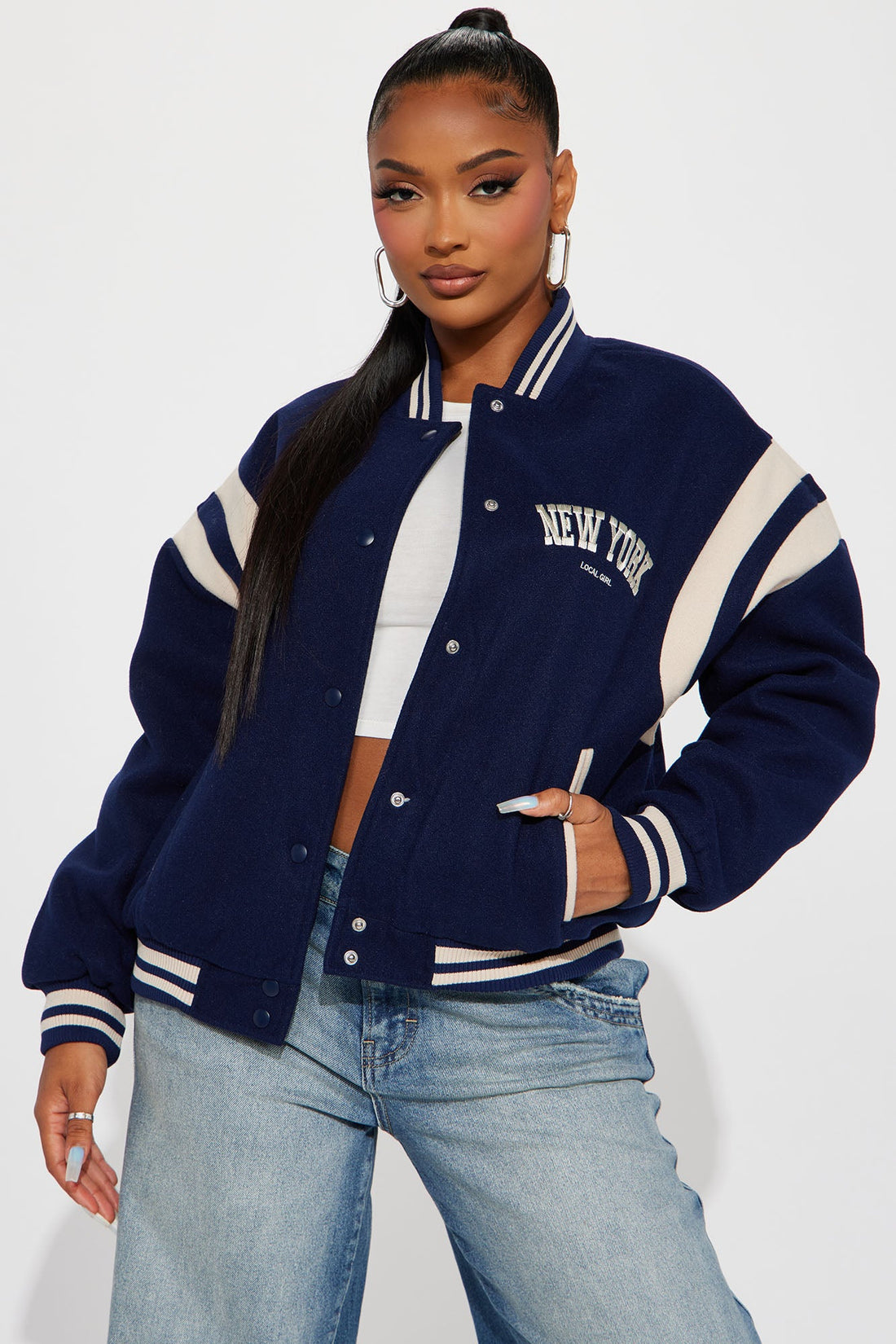 Manhattan Babe Varsity Jacket - Navy