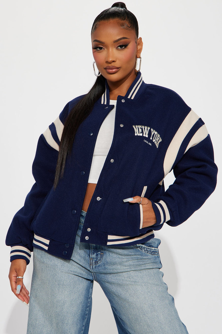 Manhattan Babe Varsity Jacket - Navy