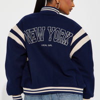 Manhattan Babe Varsity Jacket - Navy