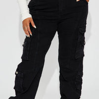 Tall Mulholland Drive 90's Cargo Straight Leg Jeans - Black Wash