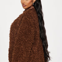 Adjust To The Fame Faux Fur Coat - Chocolate