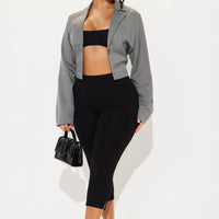 About My Business Cropped Blazer - Grey