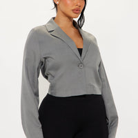 About My Business Cropped Blazer - Grey
