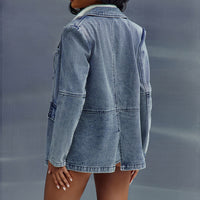 Got Your Mind Racing Denim Blazer - Grey