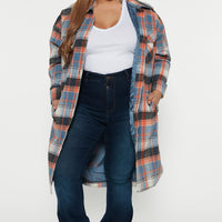 Get Lost Plaid Shacket - Orange/combo