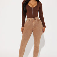 Shape Up Sculpting Stretch Skinny Jeans - Brown