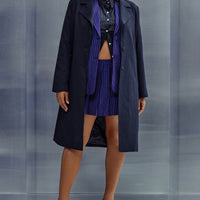 Business Plans Pinstripe Long Blazer - Black/combo