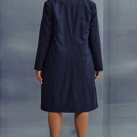 Business Plans Pinstripe Long Blazer - Black/combo