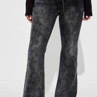 Know You Well Acid Wash Flare Jean - Black Wash