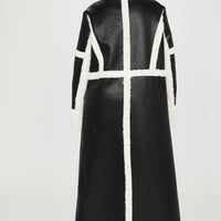 Calling Again Faux Leather Trench Coat - Black