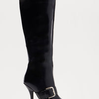 Berlin Buckle Knee High Boots - Black