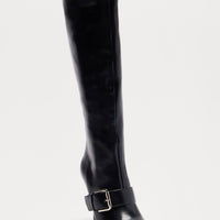 Berlin Buckle Knee High Boots - Black