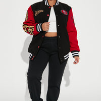 49ers Letterman Jacket - Black/Red