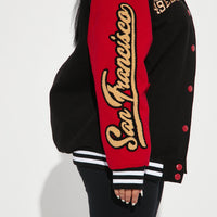 49ers Letterman Jacket - Black/Red