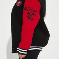 49ers Letterman Jacket - Black/Red
