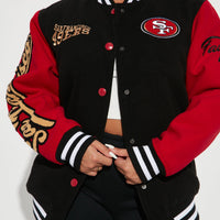 49ers Letterman Jacket - Black/Red