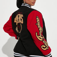 49ers Letterman Jacket - Black/Red