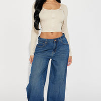 Chelsea Drop Waist Baggy Jeans - Medium Wash
