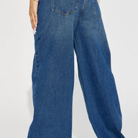 Chelsea Drop Waist Baggy Jeans - Medium Wash