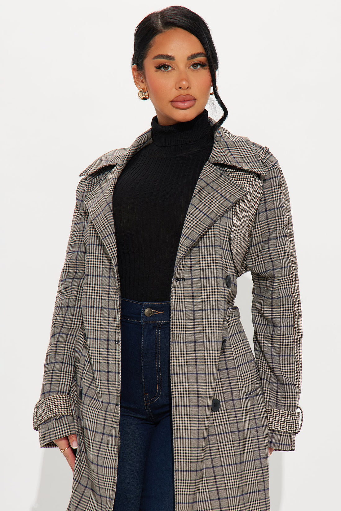 Prep School Plaid Trench - Khaki/combo
