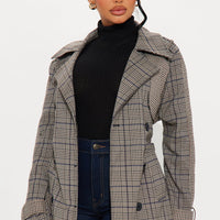 Prep School Plaid Trench - Khaki/combo
