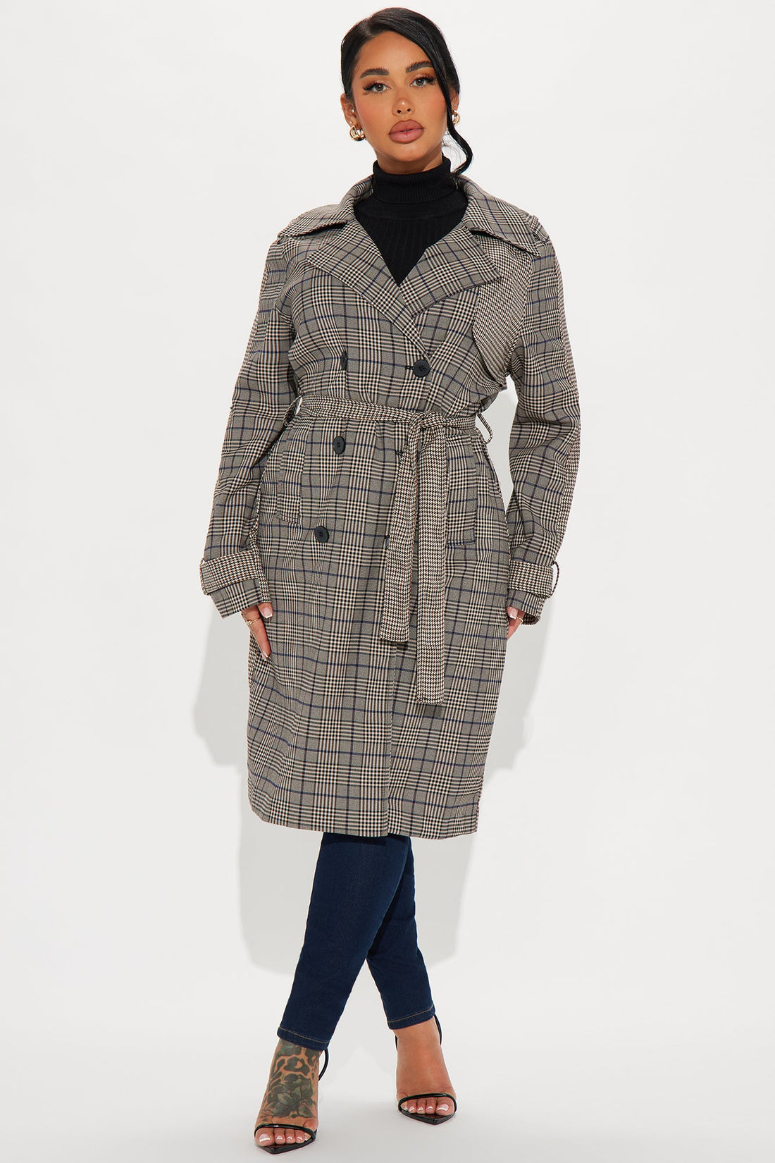 Prep School Plaid Trench - Khaki/combo