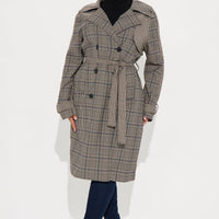 Prep School Plaid Trench - Khaki/combo