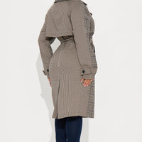 Prep School Plaid Trench - Khaki/combo