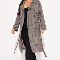 Prep School Plaid Trench - Khaki/combo