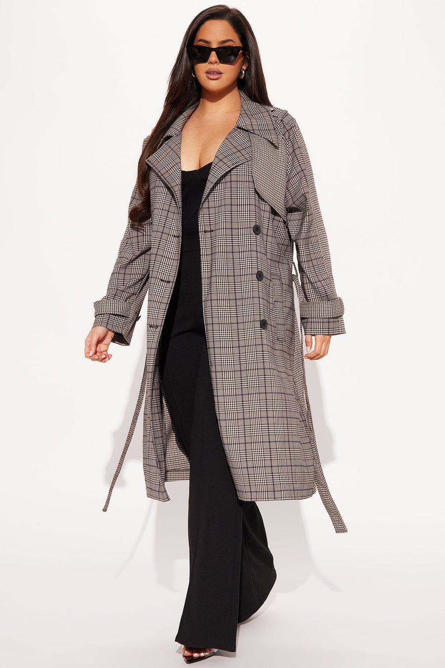 Prep School Plaid Trench - Khaki/combo