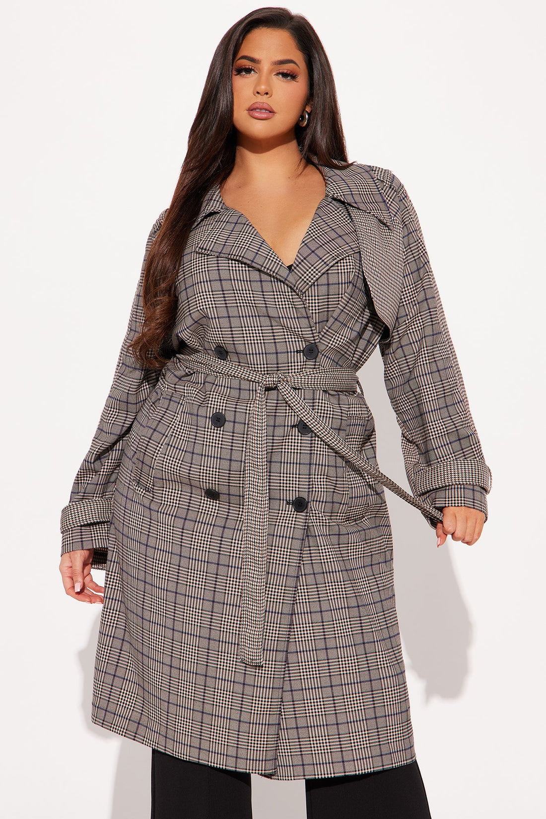 Prep School Plaid Trench - Khaki/combo