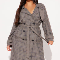 Prep School Plaid Trench - Khaki/combo