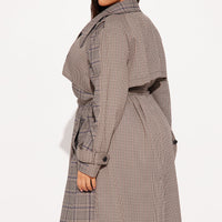 Prep School Plaid Trench - Khaki/combo