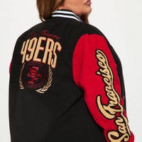 49ers Letterman Jacket - Black/Red
