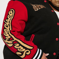 49ers Letterman Jacket - Black/Red