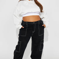 Petite Give Me A Break Cargo Carpenter Jeans - Black