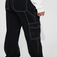 Petite Give Me A Break Cargo Carpenter Jeans - Black
