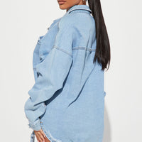 Had Me At Hello Denim Shacket - Light Wash