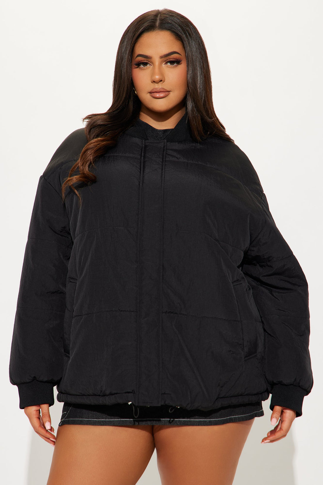 Riley Quilted Bomber Jacket - Black