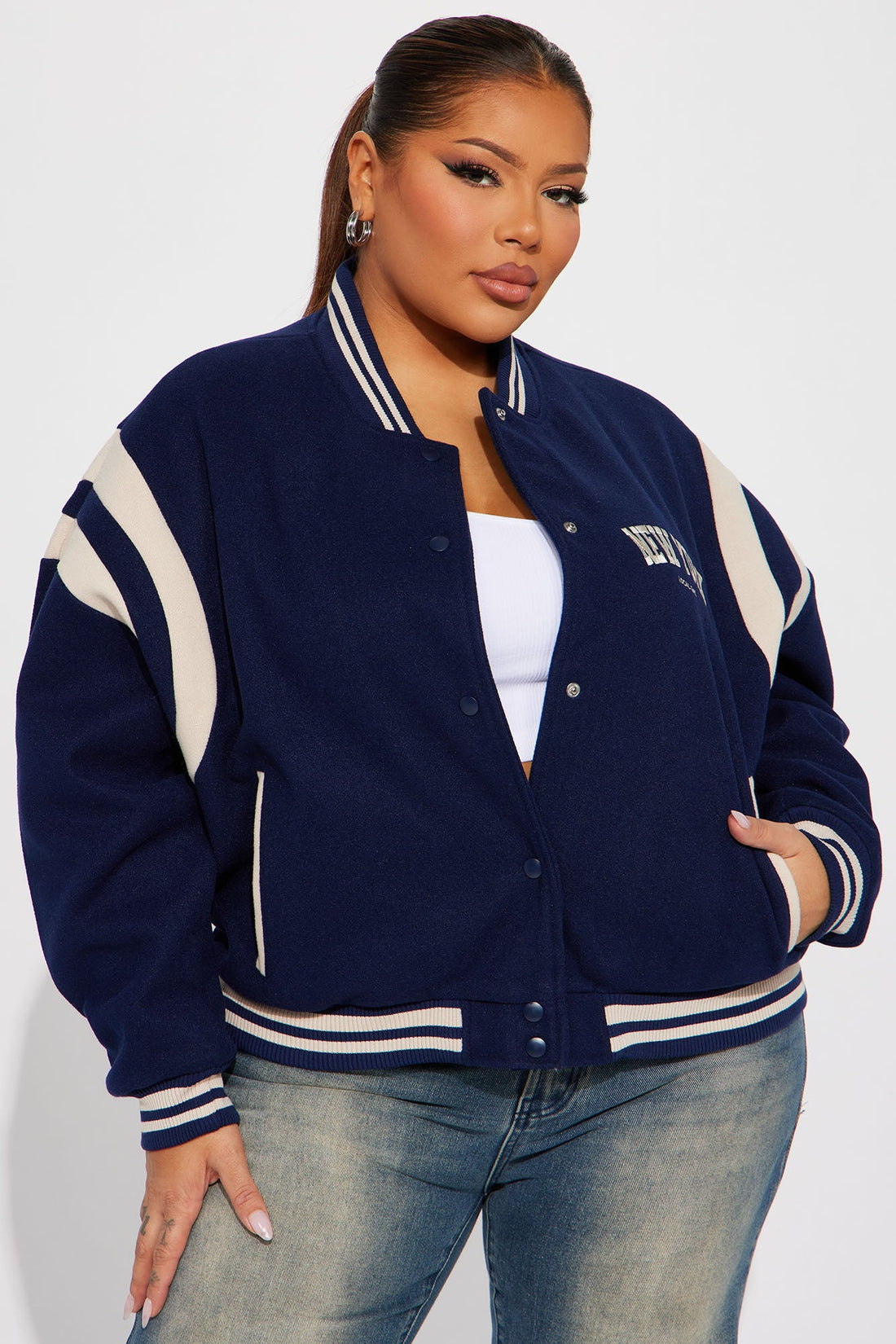 Manhattan Babe Varsity Jacket - Navy