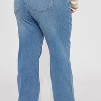 Classic 90s Low Stretch Straight Leg Jeans - Vintage Blue Wash