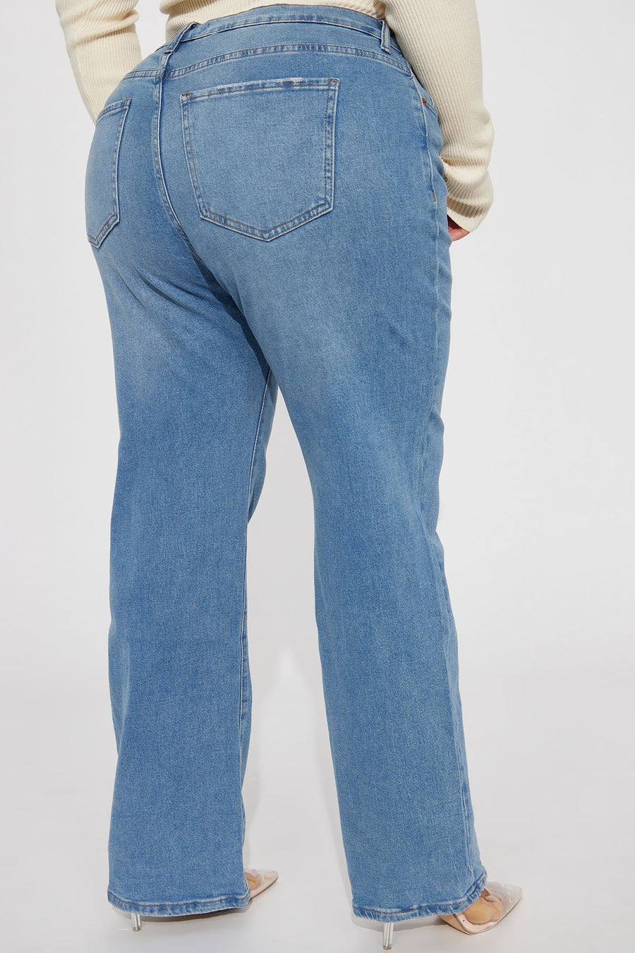 Classic 90s Low Stretch Straight Leg Jeans - Vintage Blue Wash