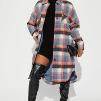 Get Lost Plaid Shacket - Orange/combo